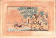 J19-43 Geen titel (riviergezicht met 1 bootjes), 1843